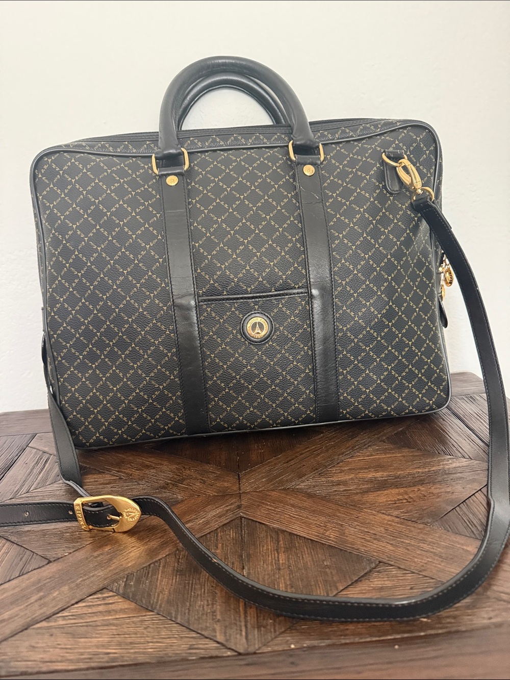 La Tour Eiffel 1887 Vintage Signature Canvas & Leather Executive Bag w/ Strap